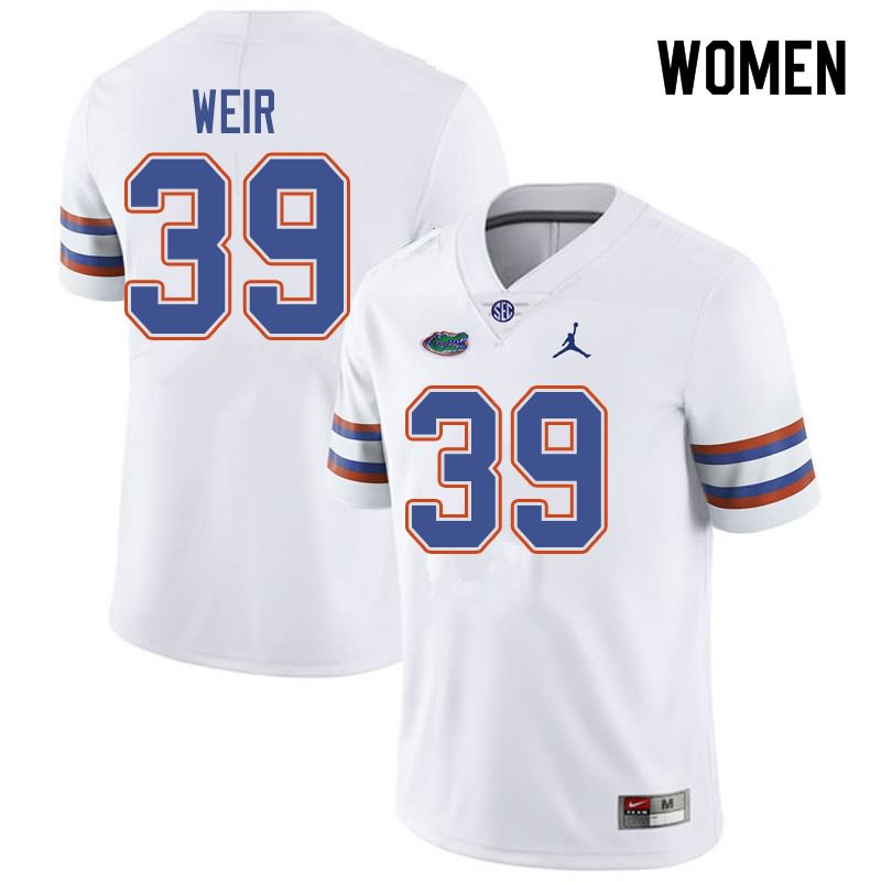 NCAA Florida Gators Michael Weir Women's #39 Jordan Brand White Stitched Authentic College Football Jersey ANO4864KF